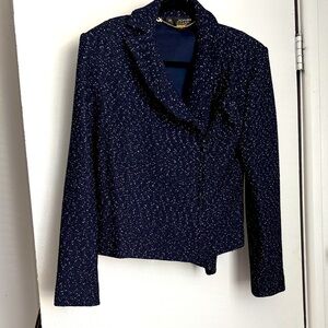 St. John Midnight Blue Tweed Blazer
